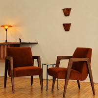 Burgundy Velvet Walnut Accent Chair