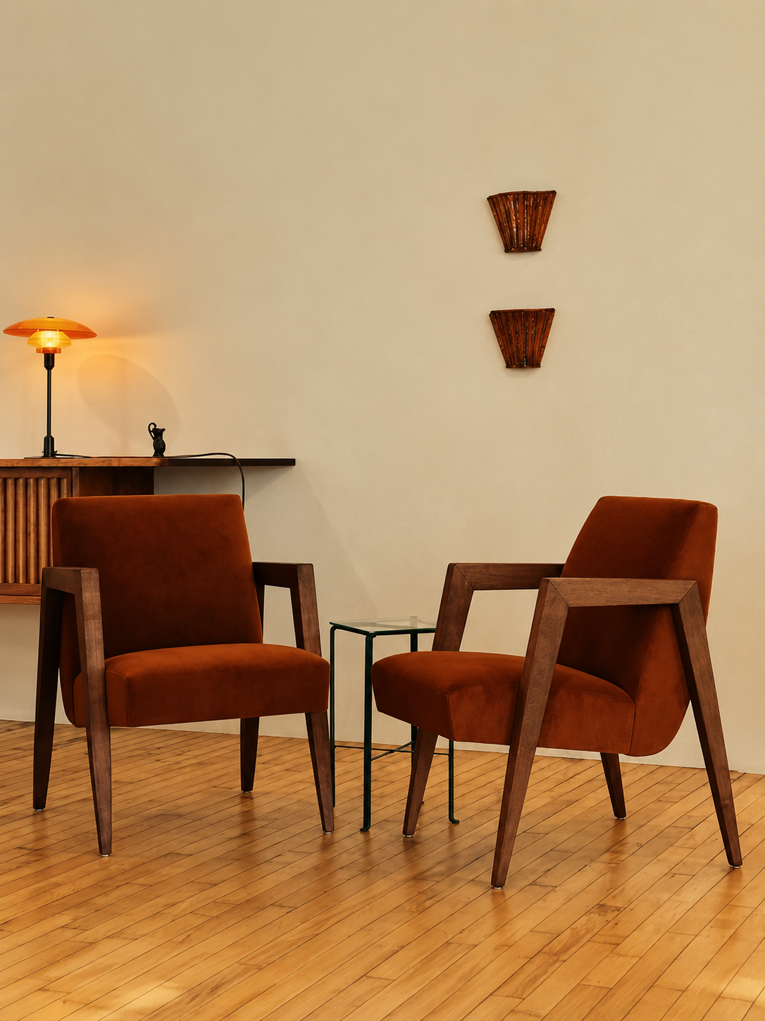 Burgundy Velvet Walnut Accent Chair