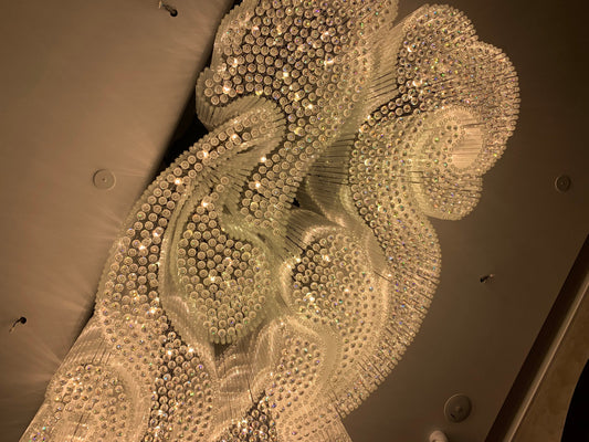 Moderne, inbouw kroonluchter met vierkante, holle kristallen buizen voor hotels, restaurants en woonkamers