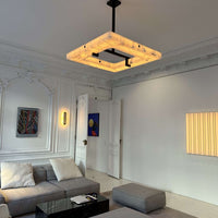 Moderne vierkante albasten kroonluchter voor woonkamer/slaapkamer 