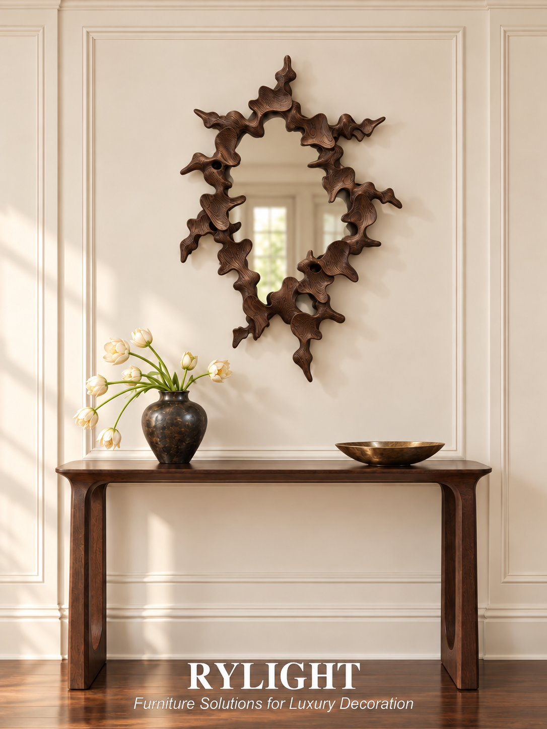 Aurelia Sculptural Oak Mirror