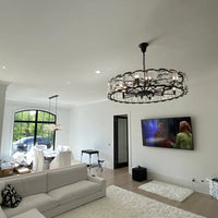 Rylight 4/7/10/14-Light Round Crystal Chandelier in Brass/Black Finish