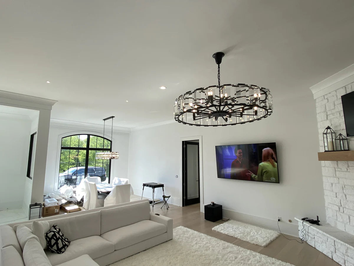 Rylight 4/7/10/14-Light Round Crystal Chandelier in Brass/Black Finish