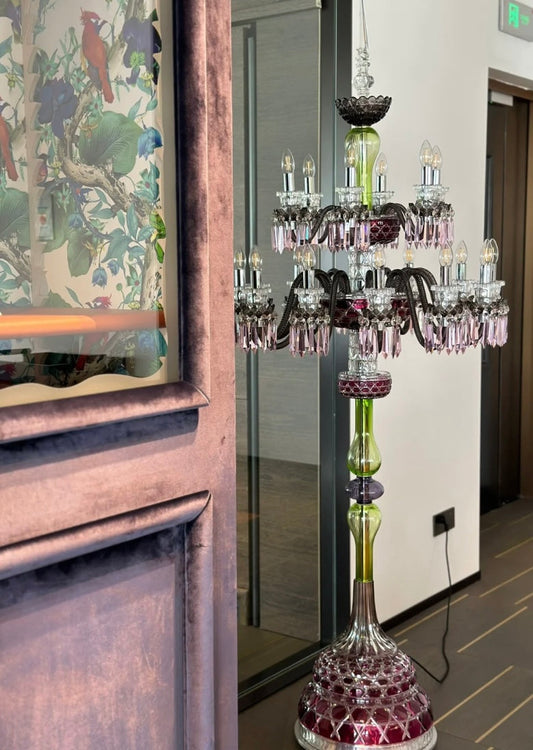 Luxe kleurrijke 18-lichts kristallen vloerlamp 