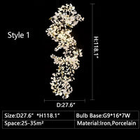 ثريا سيراميك بورسلين كبيرة الحجم بتصميم إبداعي من أوراق الجنكة من رايلايت