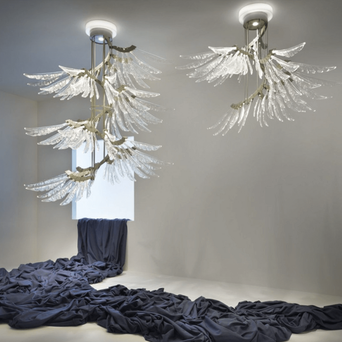 Rylight 2/3-Tier Creative Angel Wings Glass Chandelier