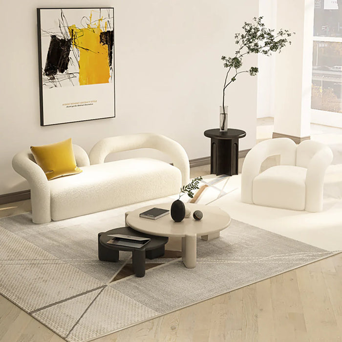 Moderne creatieve witte Boucle Sherpa Shaggy fauteuil voor woonkamer