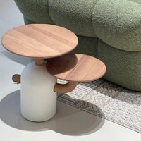 طاولة قهوة دائرية بتصميم كريمي فرنسي حديث من رايلايت