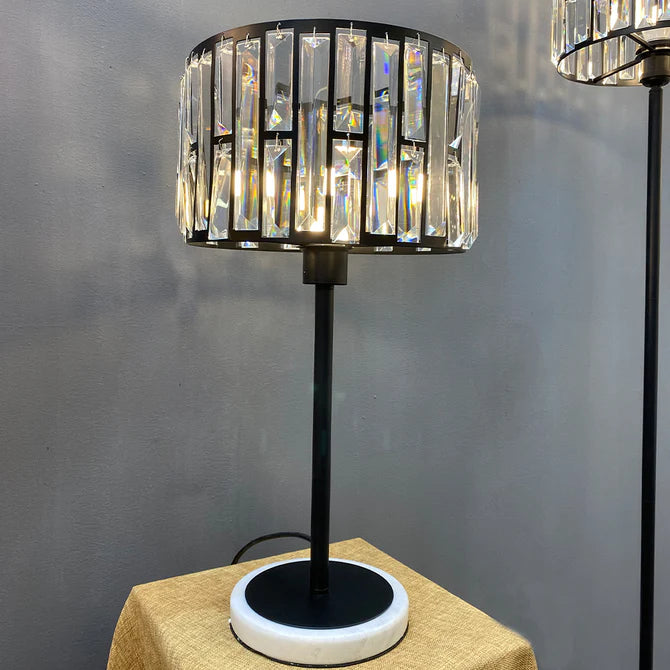 Rylight Black Finish Crystal Table Lamp