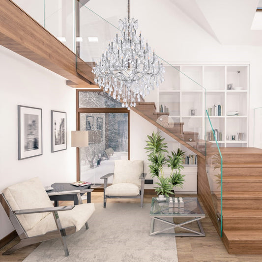 Rylight 9/19/49-lichte kristallen kroonluchter in goud/verchroomde afwerking