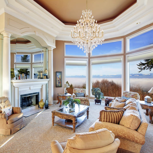 Rylight 9/19/49-lichte kristallen kroonluchter in goud/verchroomde afwerking