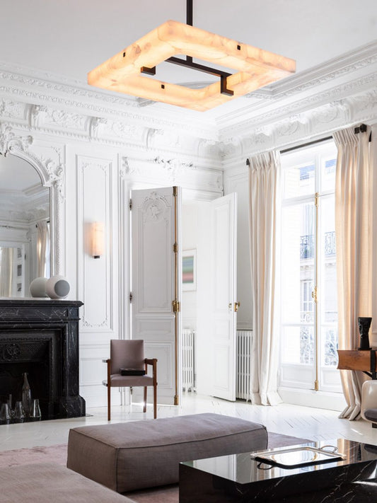 Moderne vierkante albasten kroonluchter voor woonkamer/slaapkamer 