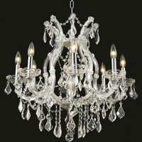 Rylight 9/19/49-Light Crystal Chandelier in Gold/Chrome Finish