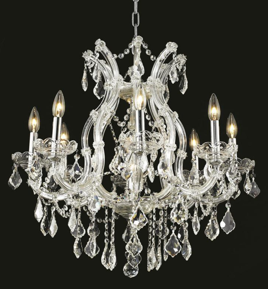 Rylight 9/19/49-Light Crystal Chandelier in Gold/Chrome Finish