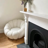 Fleece White Pumpkin Sofa Chair with Footstool