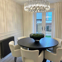 Rylight moderne ronde kroonluchter in zwarte afwerking met rechthoekige kristallen