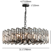 Rylight moderne ronde kroonluchter in zwarte afwerking met rechthoekige kristallen