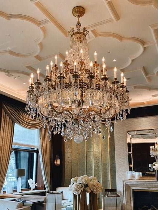 Rylight extra grote klassieke en luxe stijl kristallen kaarskroonluchter