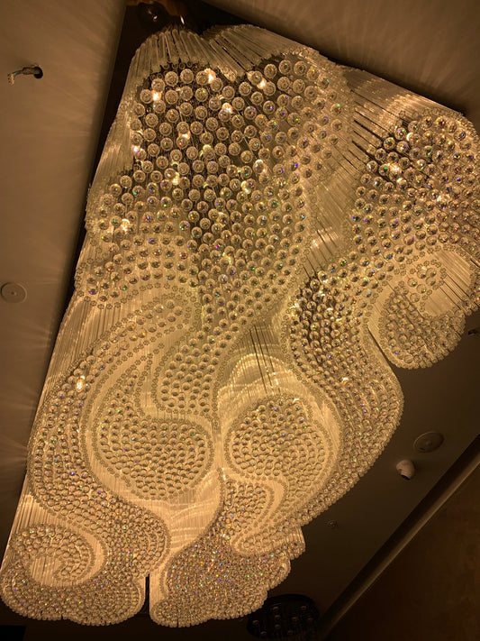 Moderne, inbouw kroonluchter met vierkante, holle kristallen buizen voor hotels, restaurants en woonkamers