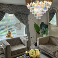 ثريا كريستالية فاخرة كبيرة مستديرة/بيضاوية متعددة الطبقات من رايلايت لايت