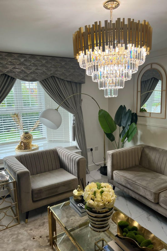 Rylight Light Luxe Grote Ronde/Ovale Meerlaagse Kristallen Kroonluchter