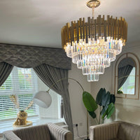 ثريا كريستالية فاخرة كبيرة مستديرة/بيضاوية متعددة الطبقات من رايلايت لايت