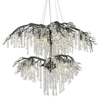 Rylight 6/18-Light Bronze/Black Branch Chandelier With Crystal Drops