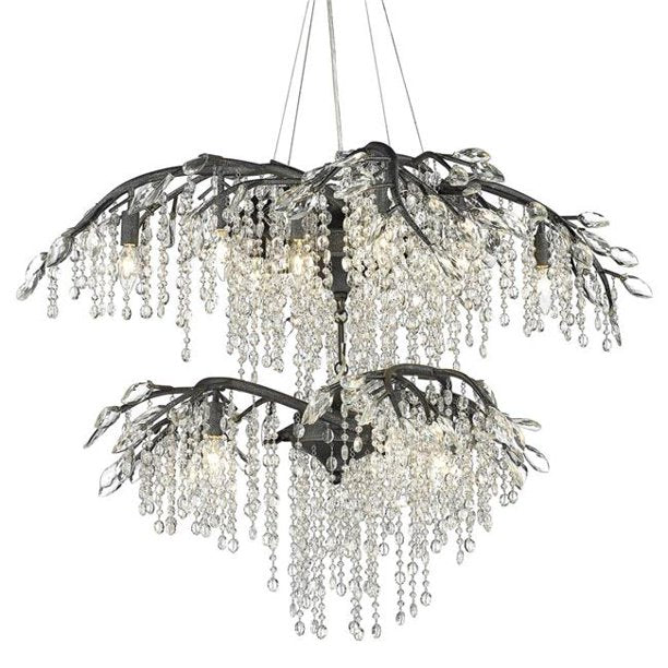 Rylight 6/18-Light Bronze/Black Branch Chandelier With Crystal Drops