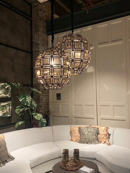 Rylight Modern Speckled Glass Oval-shaped Chandelier