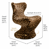 360° Swivel Vintage Leopard Print Faux Mink Fur Single Accent Chair