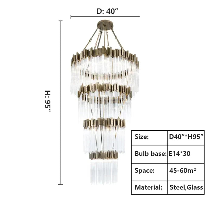 Rylight 1/2/3/4-Tier Round Crystal Chandelier Creative Waterfall Chandelier