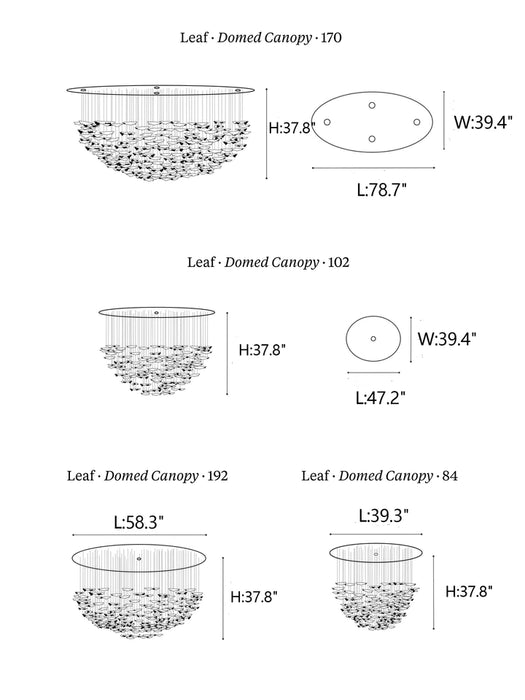 Rylight 84/102/170/192 Leaves Art Design Chandelier