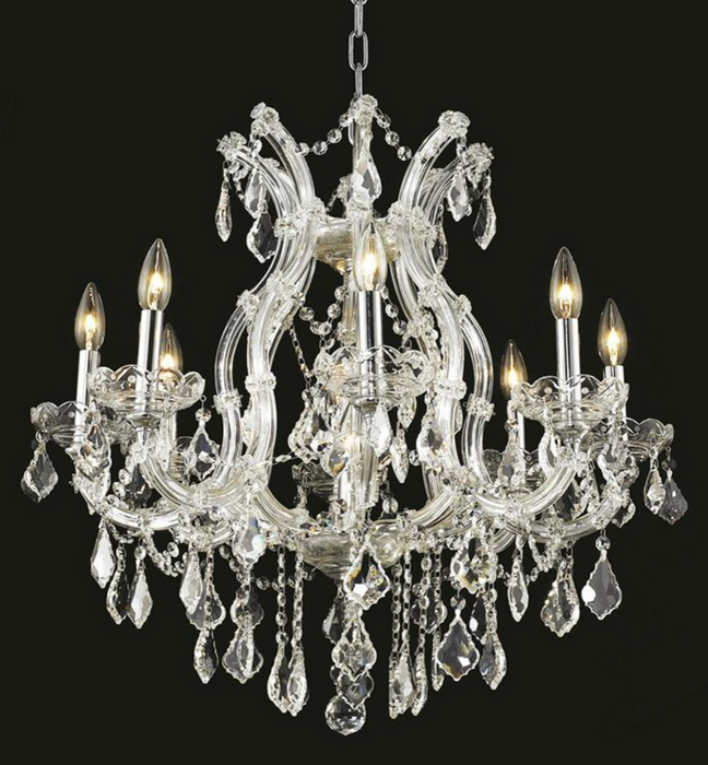 Rylight 9/19/49-Light Crystal Chandelier in Gold/Chrome Finish