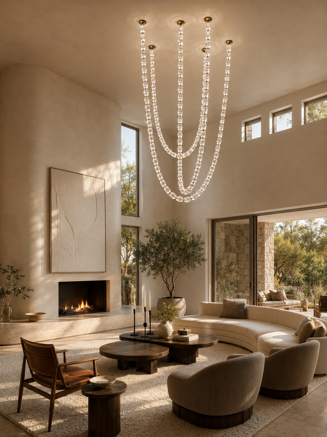 Glass Pearl Necklace Pendnat Chandelier
