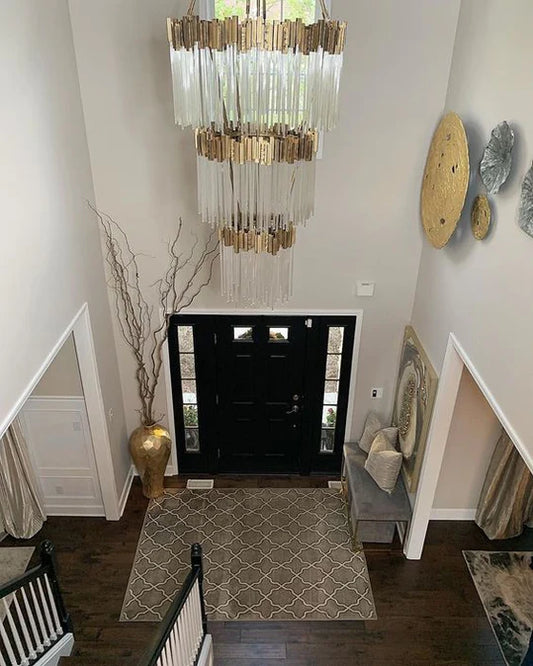 ثريا كريستالية دائرية من رايلايت، مكونة من طابقين وثلاثة وأربعة طوابق، بتصميم شلال إبداعي