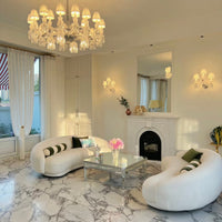 Elegant Crystal Chandelier Ceiling Light for Living Room Dining Room Fabric Lampshade