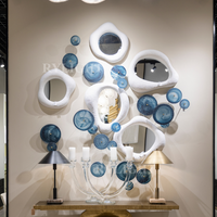 Rylight Modern Textured White Cloud-Shaped Decorative Wall Mirror Set