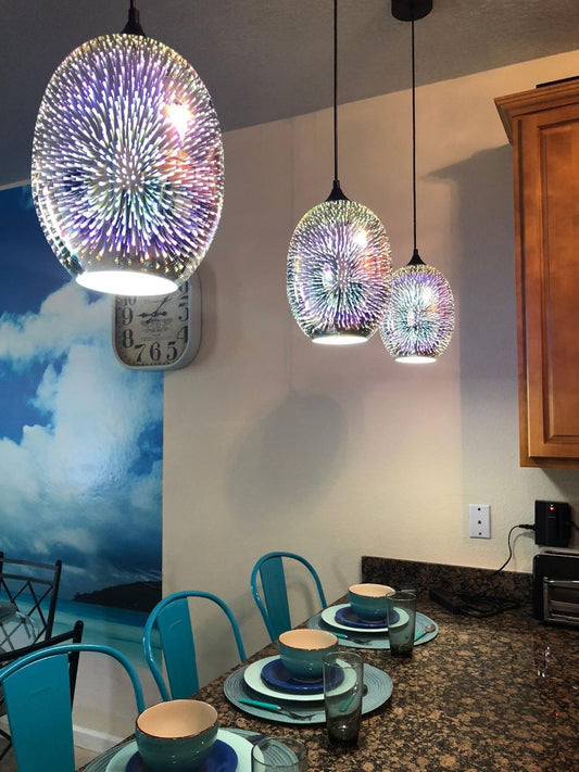 Rylight 3D kleurrijke glazen vuurwerkkunst hanglamp