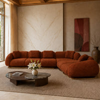 Aurelia Caramel Sculptural L-Shaped Modular Sectional Sofa