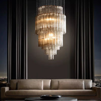 ثريا زجاجية أنبوبية على الطراز الإيطالي من Rylight 4/6-Tier مع لمسة نهائية من الكروم