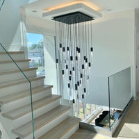 Rylight 10/15/17/Custom-Light zwarte kristallen staven kroonluchter