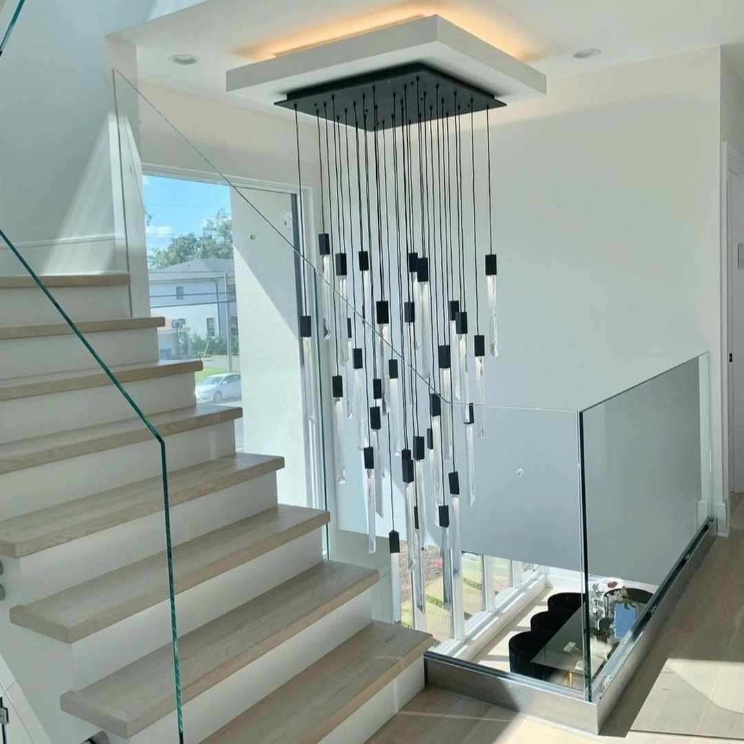 Rylight 10/15/17/Custom-Light zwarte kristallen staven kroonluchter