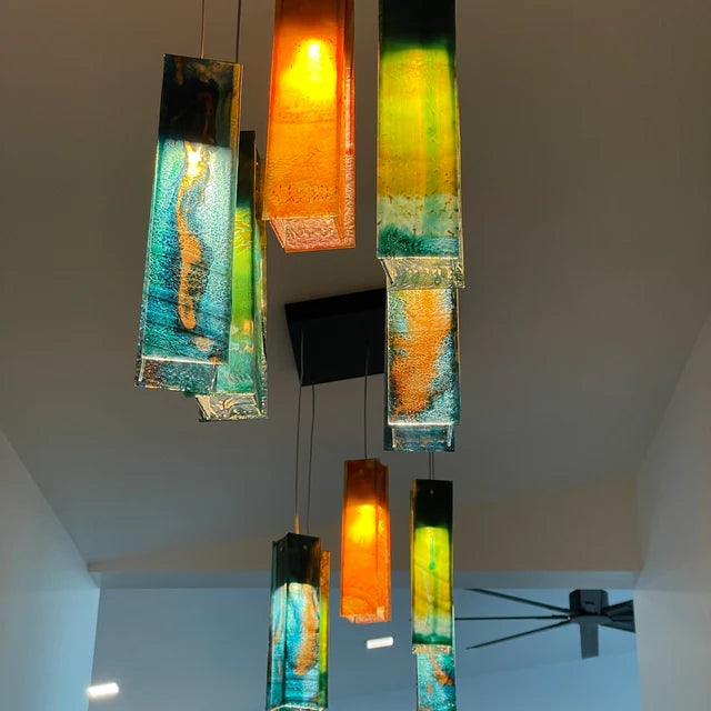 Rylight Colorful Glass Cascading Chandelier