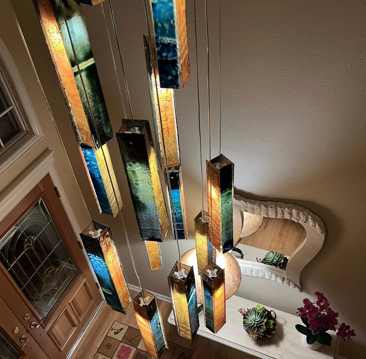 Rylight Colorful Glass Cascading Chandelier