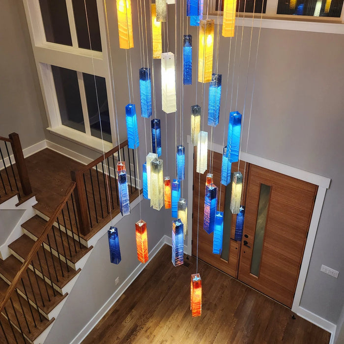 Rylight Colorful Glass Cascading Chandelier