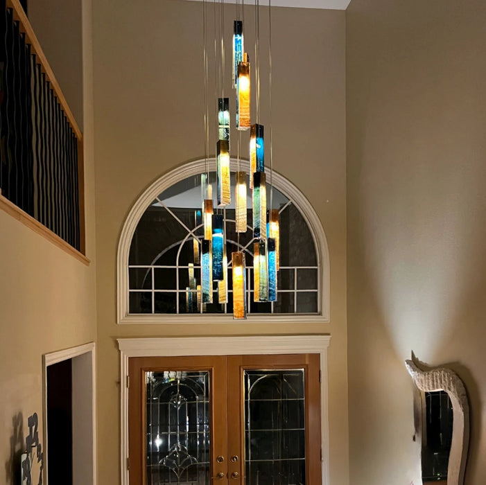 Rylight Colorful Glass Cascading Chandelier