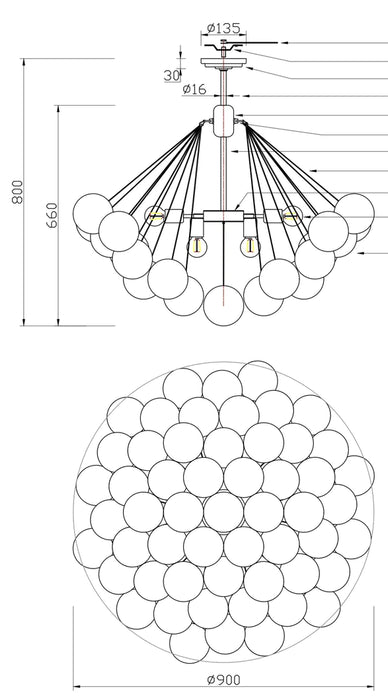 Rylight Cloud ballonnen glazen kroonluchter