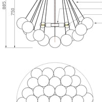 Rylight Cloud ballonnen glazen kroonluchter