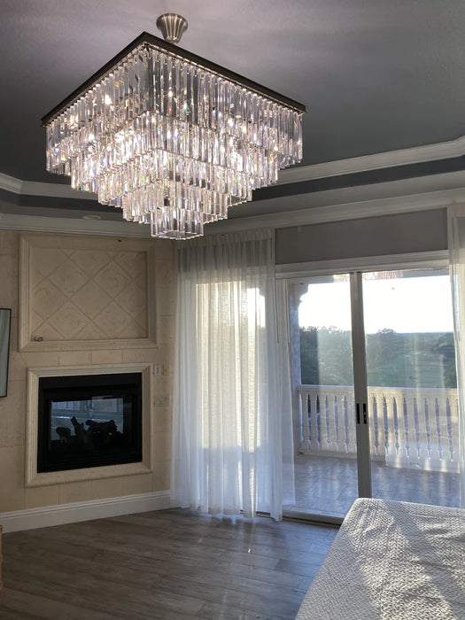 Rylight 5-laags kristallen kroonluchter met vierkant zwart frame