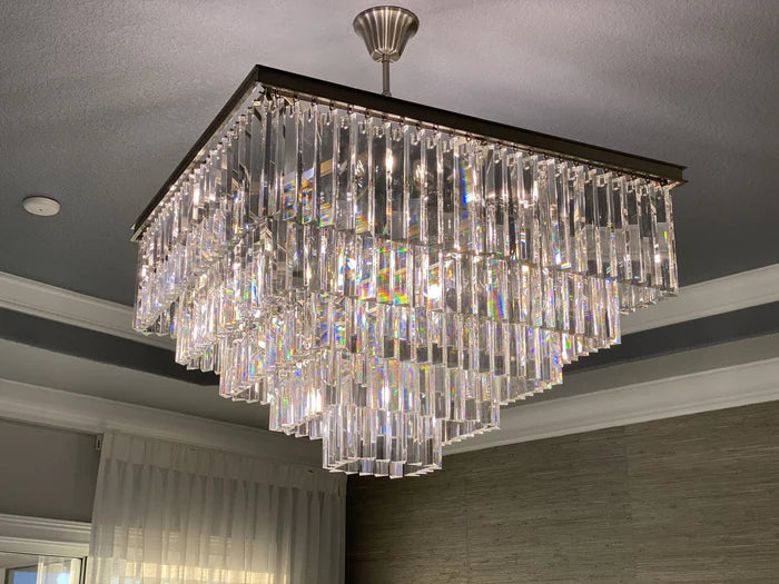 Rylight 5-laags kristallen kroonluchter met vierkant zwart frame